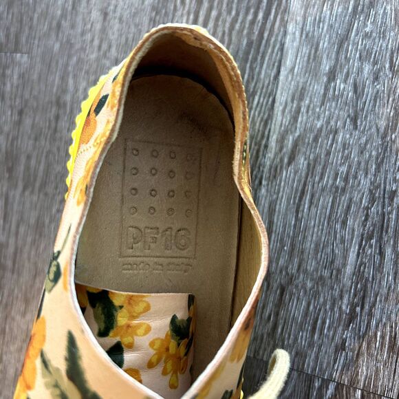 EUC PF16 Yellow Floral Platform Sneakers Size 6 Boho Grunge Creepers Chunky Sole - Picture 9 of 9